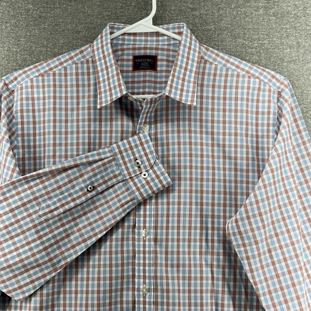 UNTUCKit Mixon Shirt Men‎ Size XL White Check Red Blue Long Sleeve Casual